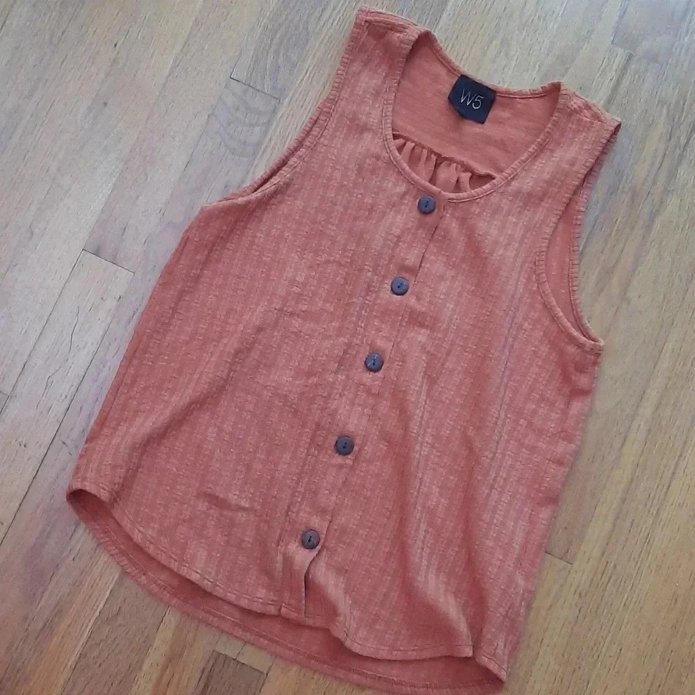 🍀Anthropologie W5 Ribbed Knit Button Front Tank